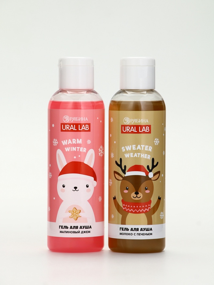 Подарочный набор новогодний «Пряник», гель для душа 2 шт. × 150 мл, мочалка, URAL LAB