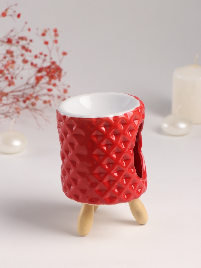 Аромалампа для эфирных масел «Ромбики», керамика, оранж, 8.2×8.2×12 см