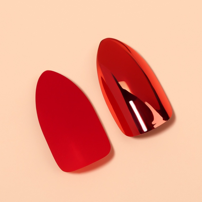 Накладные ногти, 12 шт., с клеевыми пластинами, форма миндаль, красные