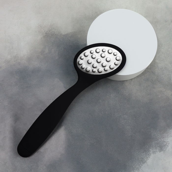 Пилка для пяток, лазерная, двусторонняя, с пилкой, прорезиненная ручка, 22 см, чёрная