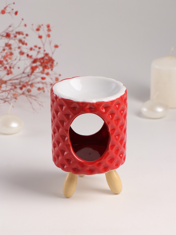 Аромалампа для эфирных масел «Ромбики», керамика, оранж, 8.2×8.2×12 см