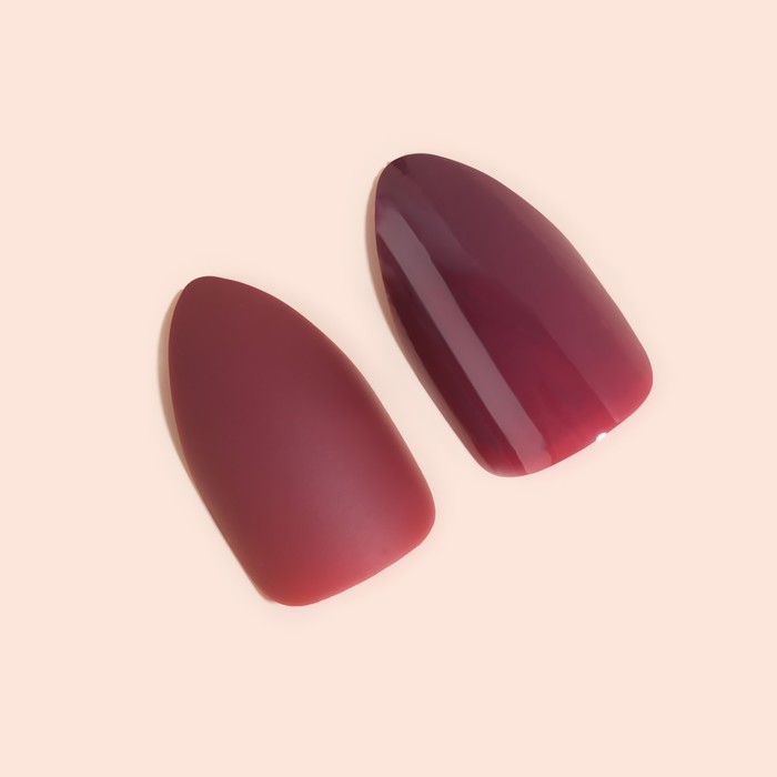 Накладные ногти, 24 шт., с клеевыми пластинами, форма миндаль, матовые, глянцевые, бордовые