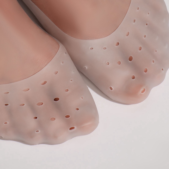 Носочки для педикюра, силиконовые, с перфорацией, универсальный размер, 20×10 см, белые