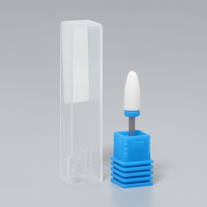 Фреза керамическая для маникюра «Кукуруза», средняя нарезка, 6×15 мм, в пластиковом футляре, белая