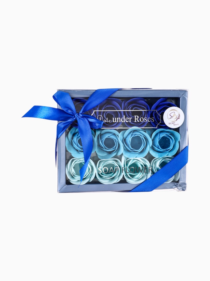 УЦЕНКА Набор роз в картонной коробке 12 штук, синего оттенка