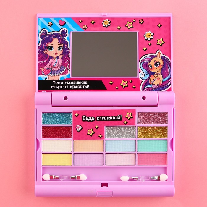 Набор детской косметики «Будь стильной», тени 8 цветов, блеск 11 цветов