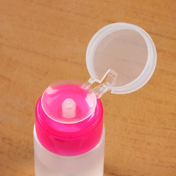 Флакон с помпой, 75 мл, розовый, прозрачный