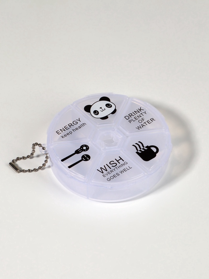 Таблетница Keep health, с цепочкой, d=8×2 см, 6 секций, МИКС