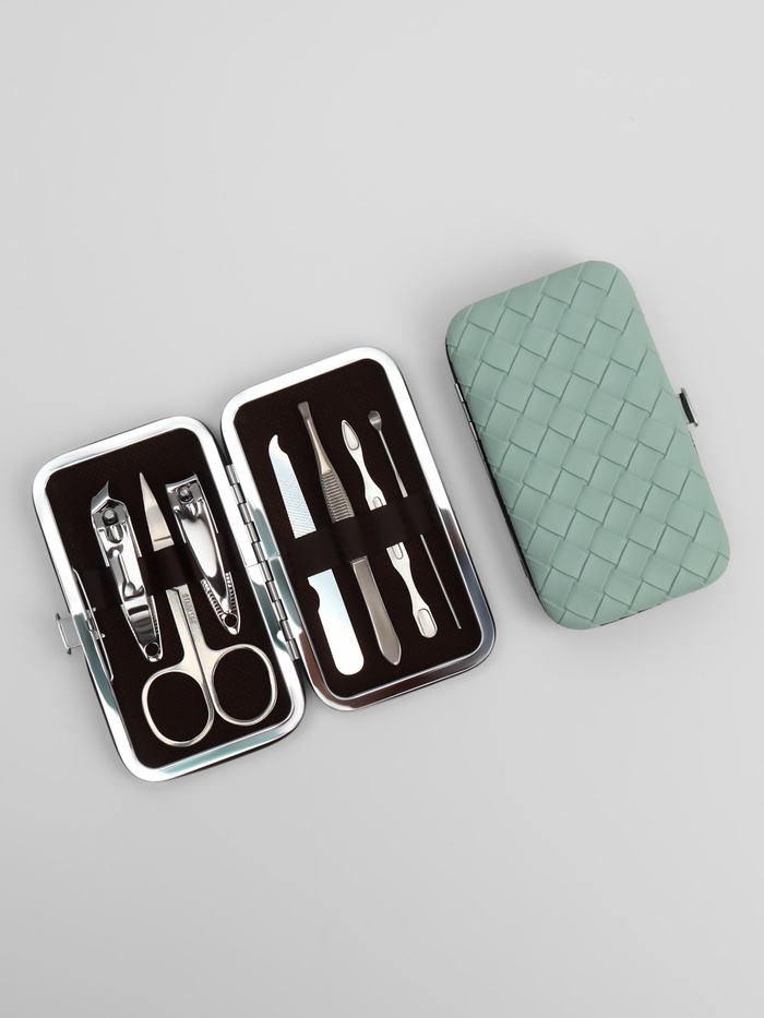 УЦЕНКА Набор маникюр 7 пр ПЛЕТЁНКА 1-3-1-1 12.5×10.8 см накл QF МИКС