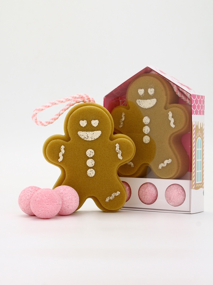 Подарочный набор «Сладкого Нового года»: мочалка для тела и бомбочки для ванны 3 шт. × 40 г, URAL LAB