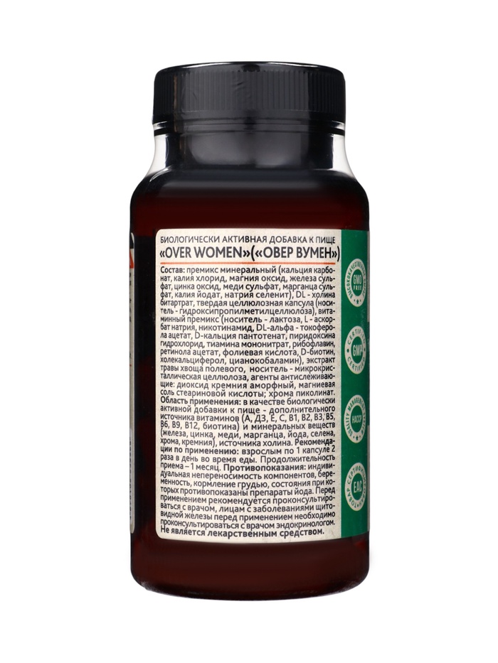 Женский комплекс OVER WOMEN OVERvit, витамины и минералы, 60 капсул