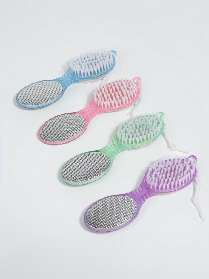 Пилка для пяток, 4 в 1, с пемзой, с щёткой, 17 см, МИКС