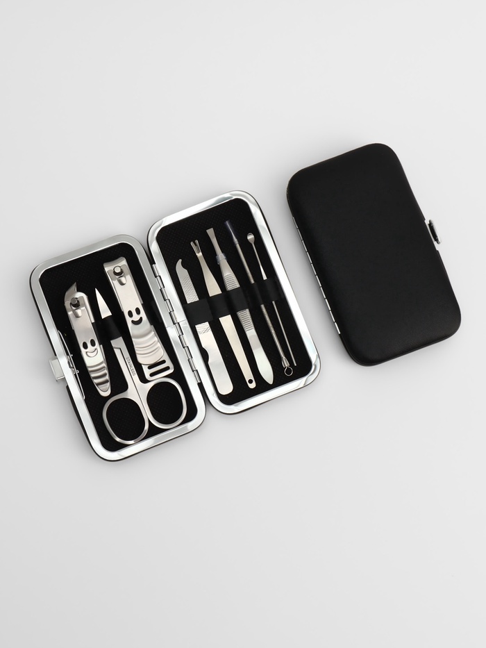Набор маникюрный Style, 8 предметов, в футляре, чёрный