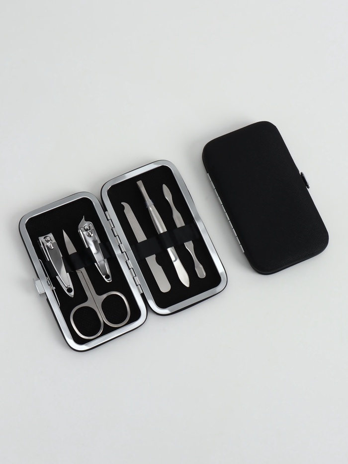Набор маникюрный Colorful, 6 предметов, в футляре, чёрный