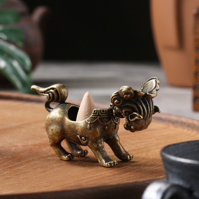 Курильница для благовоний, подставка для конусов TAKE IT EASY «Лев», 5.5×5 см, под бронзу