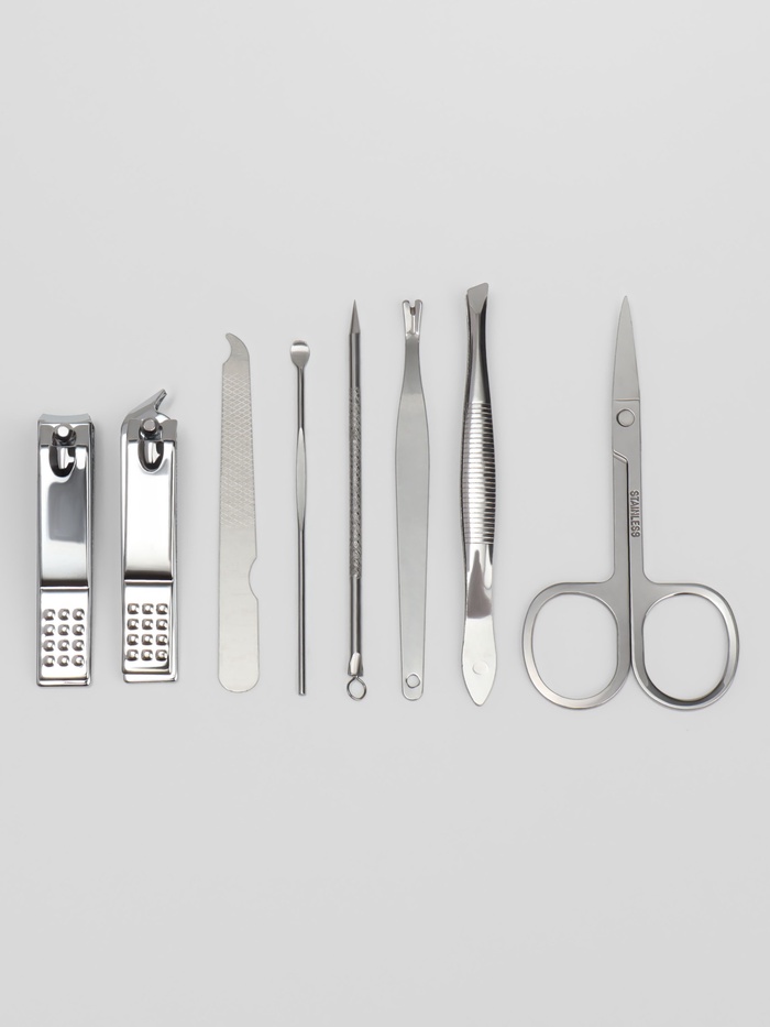 Набор маникюрный, 8 предметов, в пластиковом футляре, розовый