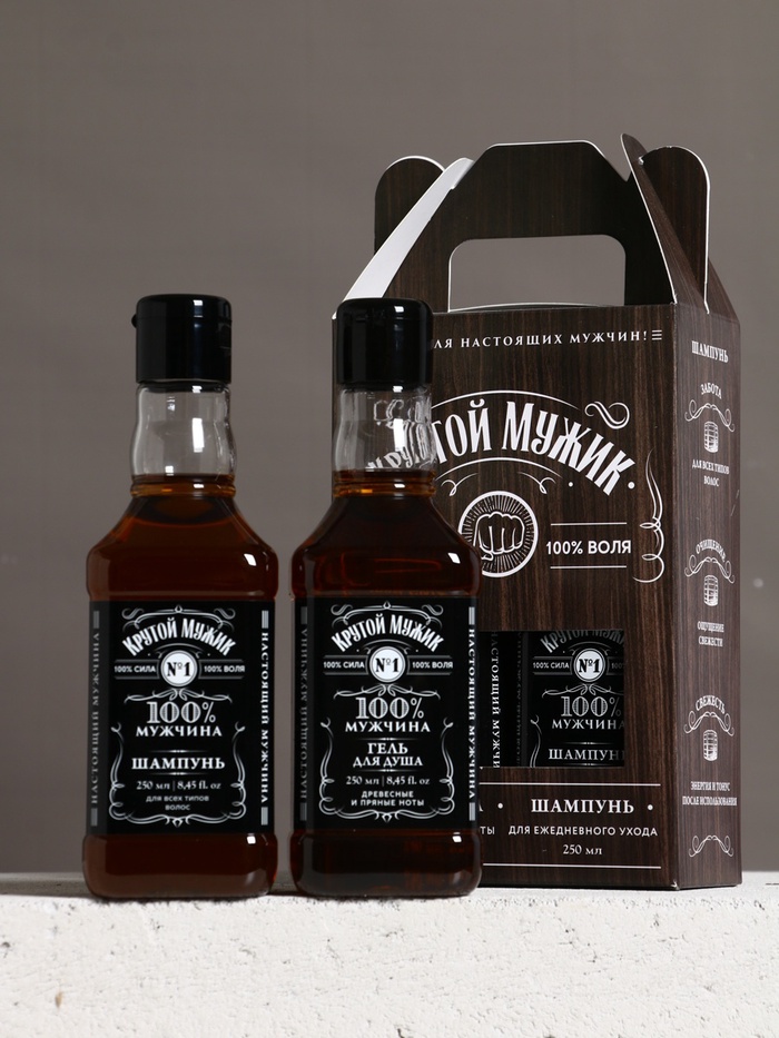 Подарочный набор ЧИСТОЕ СЧАСТЬЕ «Крутой мужик»: гель для душа и шампунь для волос, 2×250 мл