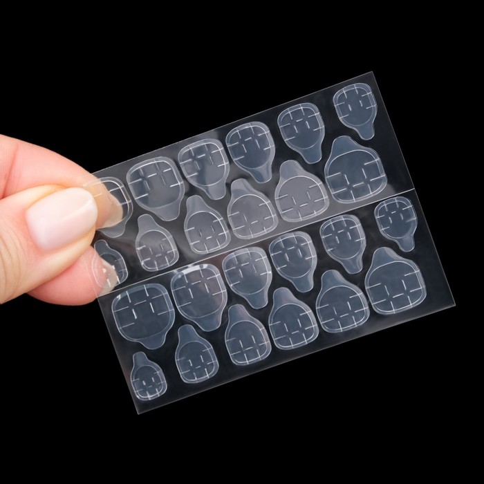 Накладные ногти «Зебра», 24 шт., с клеевыми пластинами, форма мягкий квадрат, белые, серебристые