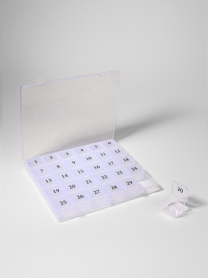 Таблетница - органайзер на месяц, 21.3×17.5×2.7 см, 30 секций, цвет прозрачный