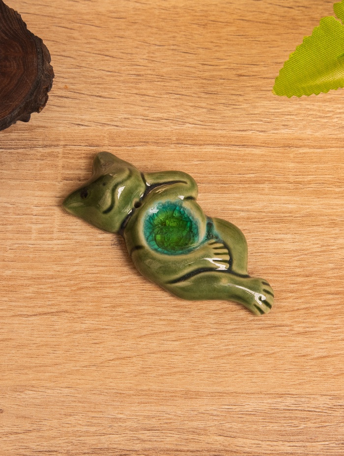 Подставка под благовония «Лягушонок», 8×3.5×1.5 см, керамика, зелёная
