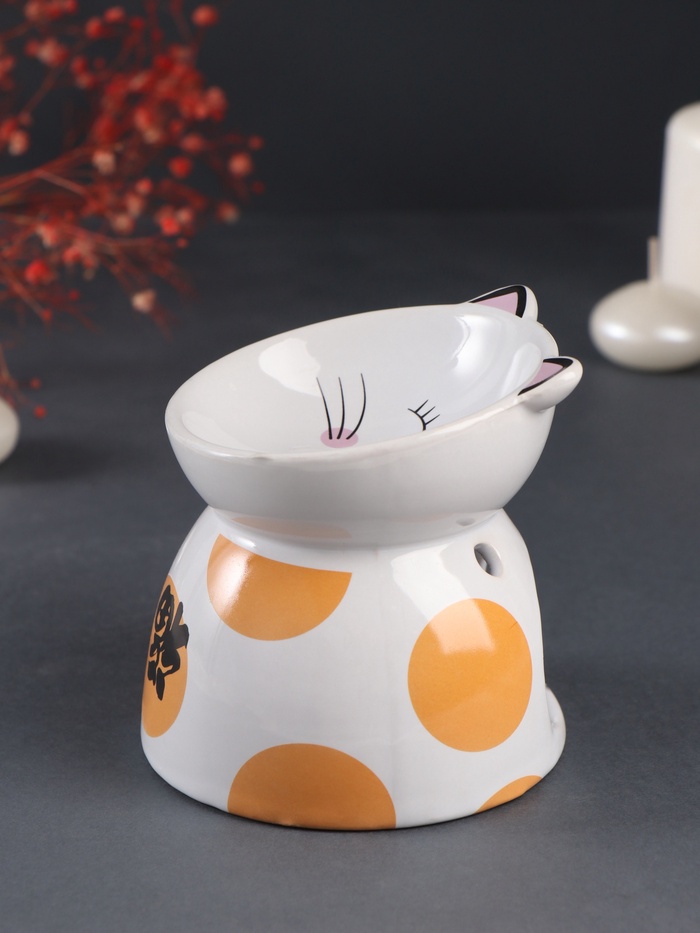 Аромалампа для эфирных масел «Котик пятнистый», керамика, 10.5×10.5×10.5 см