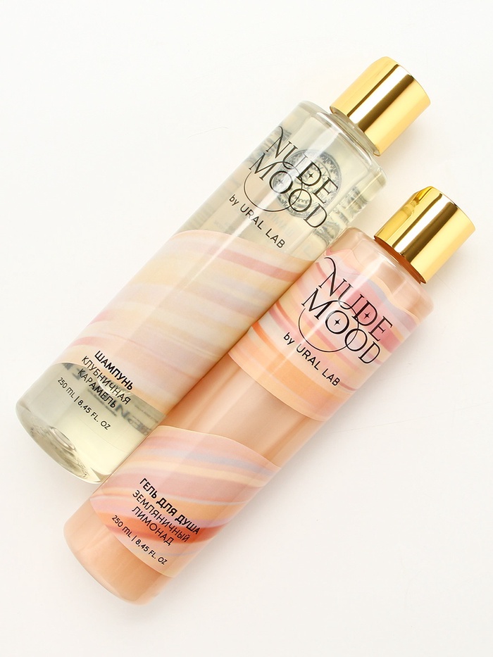 Подарочный набор NUDE MOOD, гель для душа и шампунь для волос, 2×250 мл, аромат карамели и земляники, URAL LAB