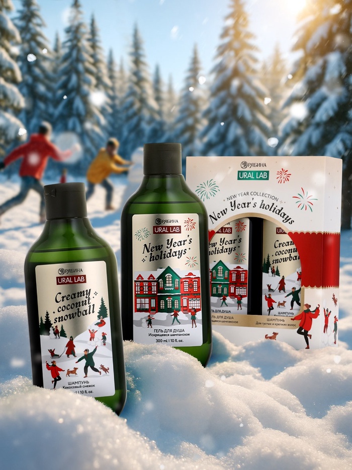 Подарочный набор новогодний New Year holidays: гель для душа и шампунь для волос 2×300 мл, URAL LAB