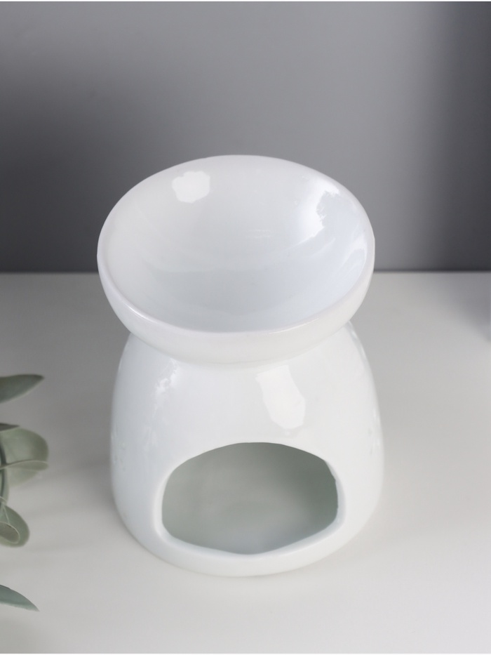 Аромалампа для эфирных масел «Голова Будды», керамика, белый, 8×8×9.3 см