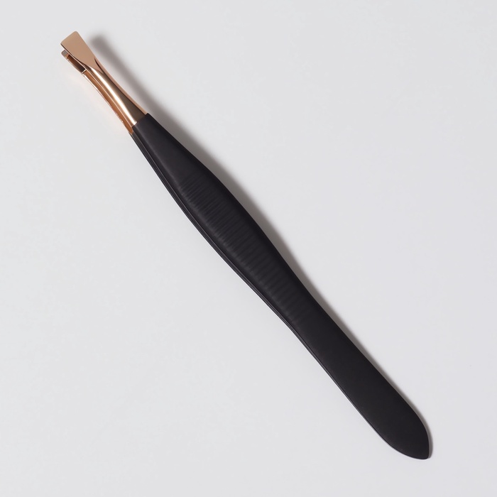 Пинцет прямой, узкий, 9 см, цвет чёрный/золотистый