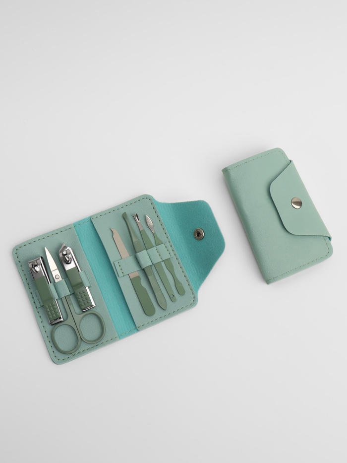 Набор маникюрный, 7 предметов, в футляре, ментоловый