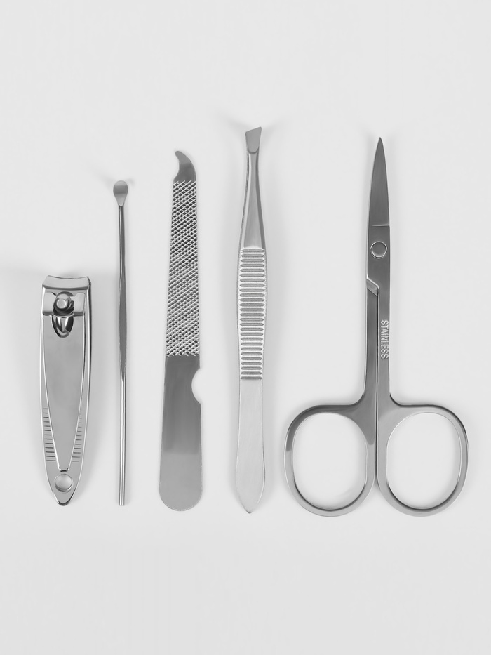 Набор маникюрный, 5 предметов, в чехле, чёрный