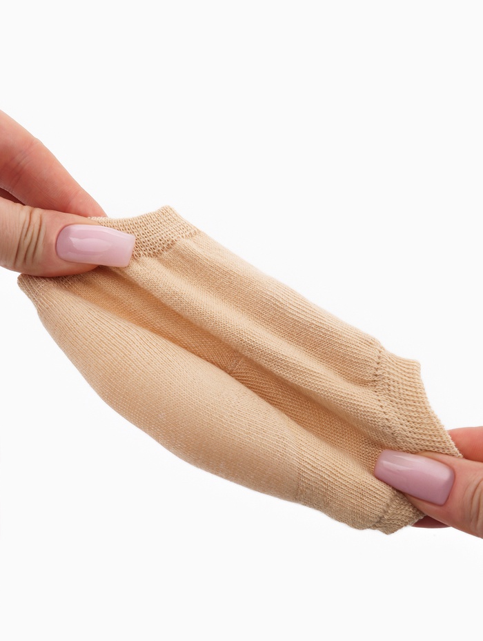 Напяточники для педикюра, текстильные, с силиконовыми вставками, универсальный размер, бежевые