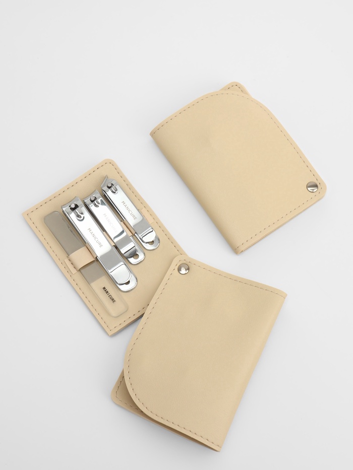 Набор маникюрный, 4 предмета, в раздвижном футляре, бежевый