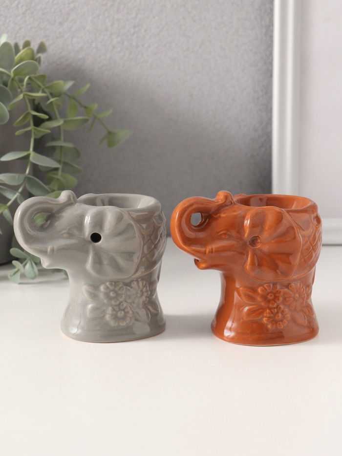 Аромалампа для эфирных масел «Слоник в цветах», керамика, 8.5×5.8×7.4 см, МИКС