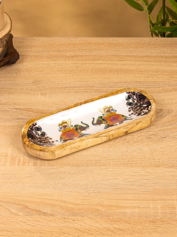 Подставка под благовония «Слоны», 28×10×3 см, манговое дерево