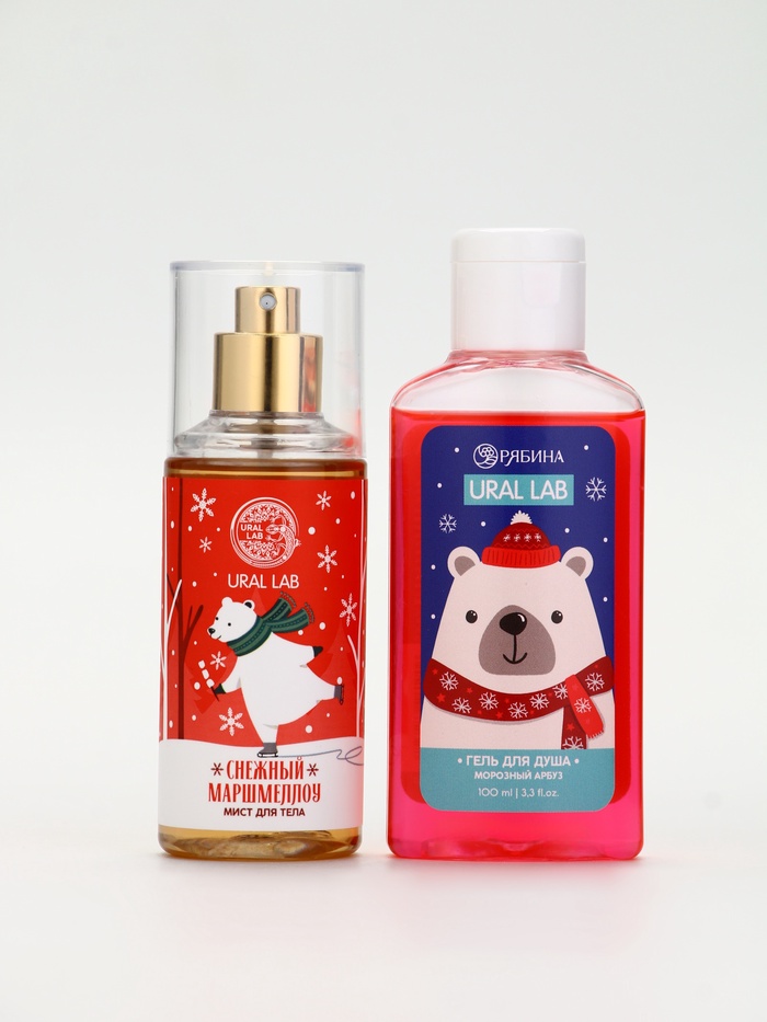 Подарочный набор новогодний «Медвежонок», гель для душа 100 мл и мист для тела, URAL LAB