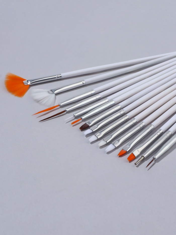 Набор кистей для наращивания и дизайна ногтей, 15 шт., белый
