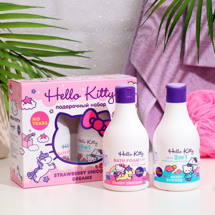 Подарочный набор косметики Hello Kitty «Strawberry Unicorn Dreams», 2×250 мл