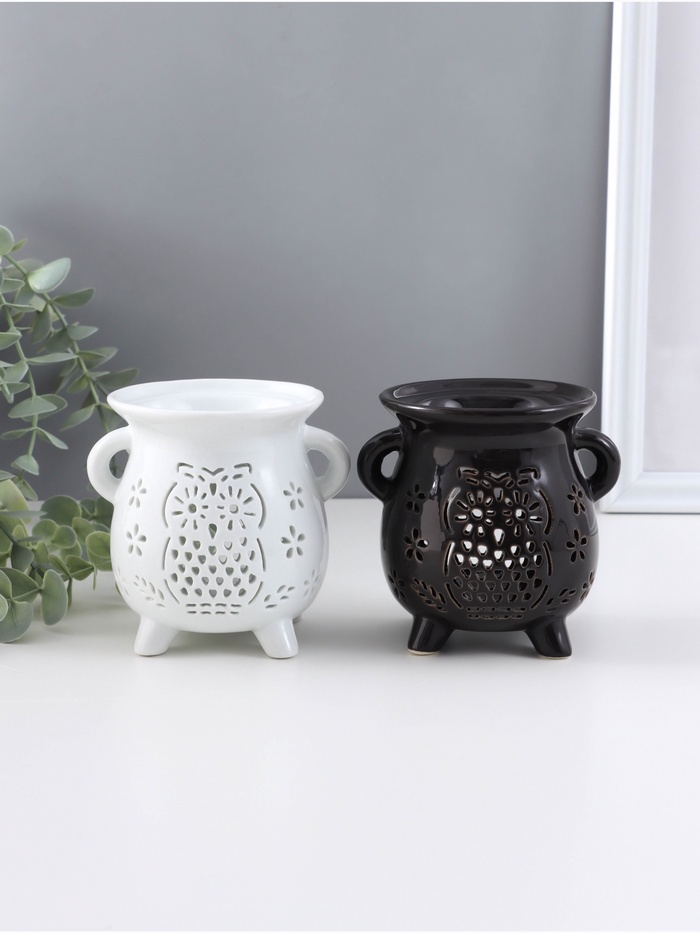 Аромалампа для эфирных масел «Совушка и цветочки», керамика, 8.5×10×9.5 см, МИКС