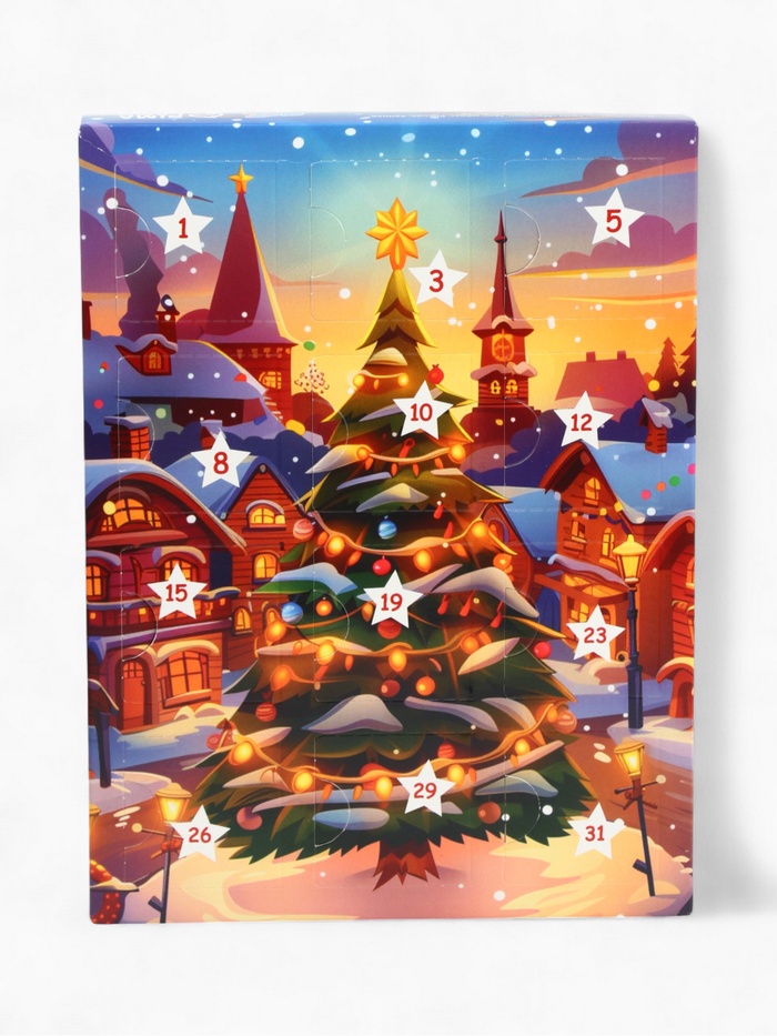 Адвент календарь с мёдом «С Новым Годом», облепиха, кедровые орешки, малина, цитрус, клубника (12 шт. × 30 г)