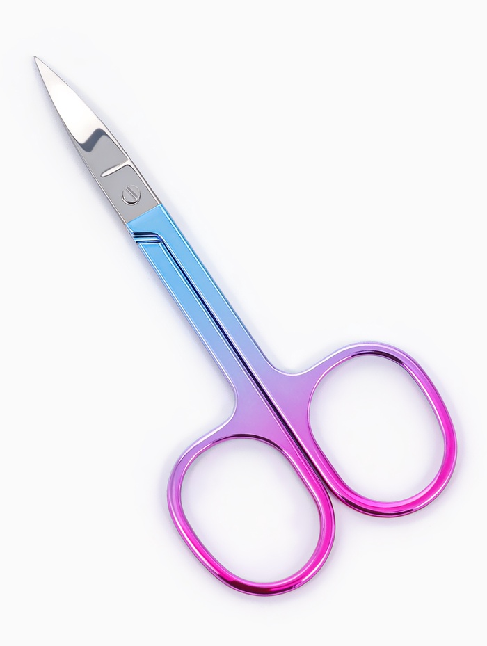 Ножницы маникюрные, загнутые, широкие, 8.8 см, цвет хамелеон