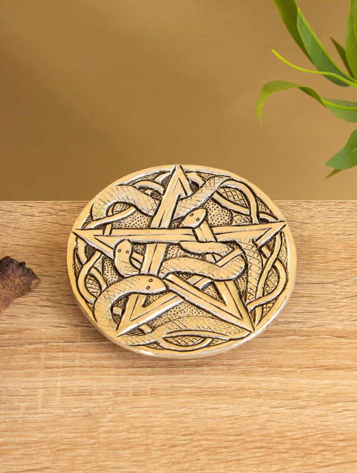 Подставка под благовония «Пентакль и Змеи», 10.5 см, алюминий