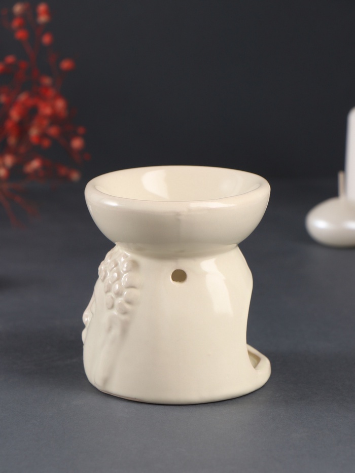 Аромалампа для эфирных масел «Лик Будды», керамика, св. беж, 8×8×9 см