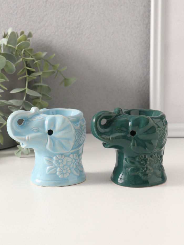 Аромалампа для эфирных масел «Слоник в цветах», керамика, 8.5×5.8×7.4 см, МИКС