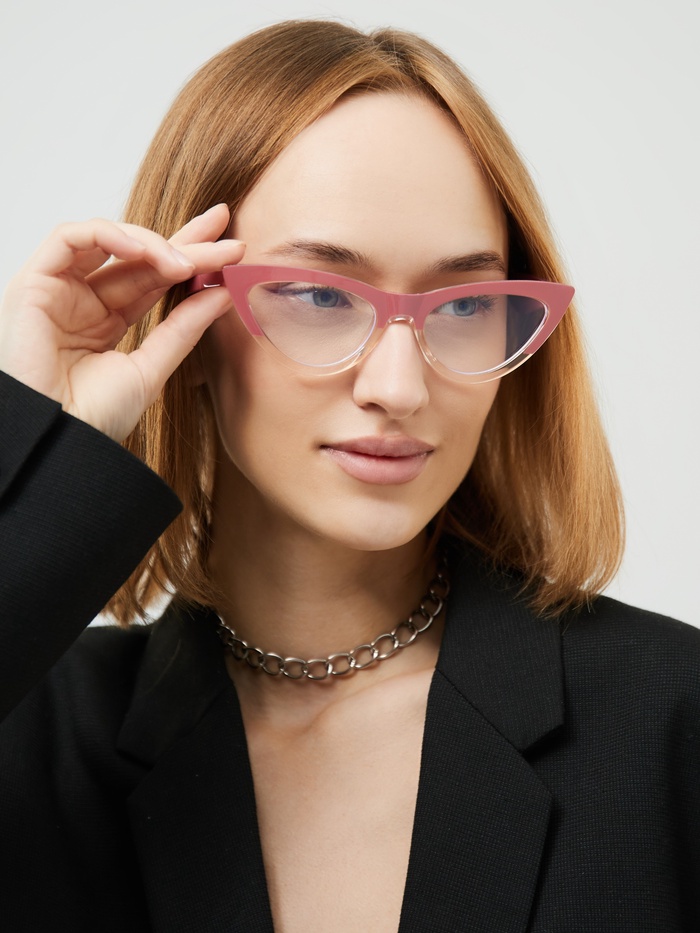 Очки для компьютера женские, имиджевые, ширина 15.2 см, дужка 14 см, линза 6.8×4.5 см, розовые