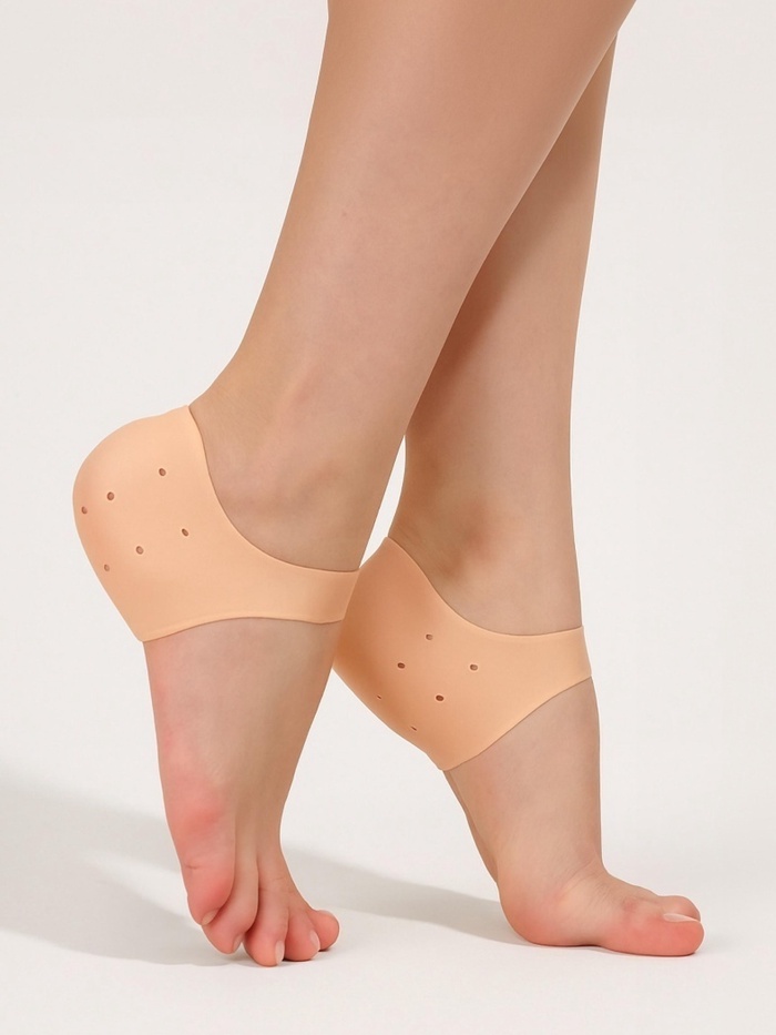 Напяточники для педикюра, силиконовые, с перфорацией, универсальный размер, 10×10.5 см, бежевые