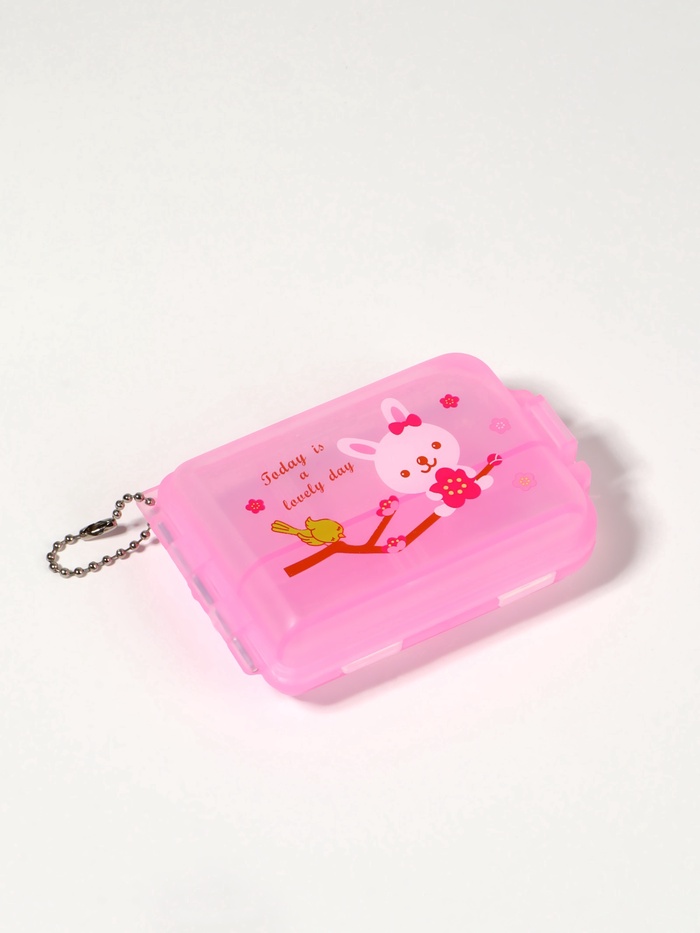 Таблетница с цепочкой, 9.5×6.5×3 см, 7 секций, МИКС