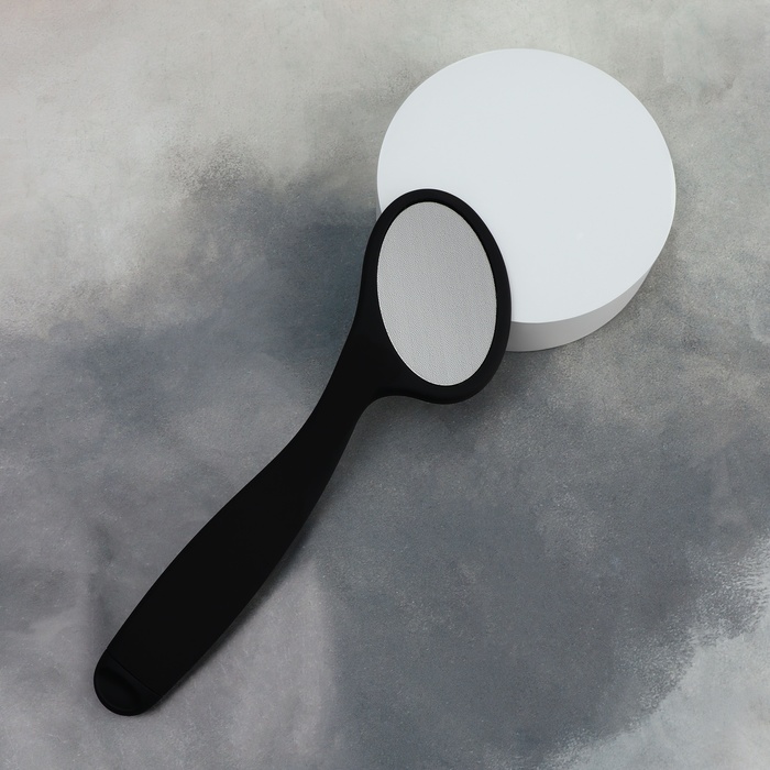 Пилка для пяток, лазерная, двусторонняя, с пилкой, прорезиненная ручка, 22 см, чёрная