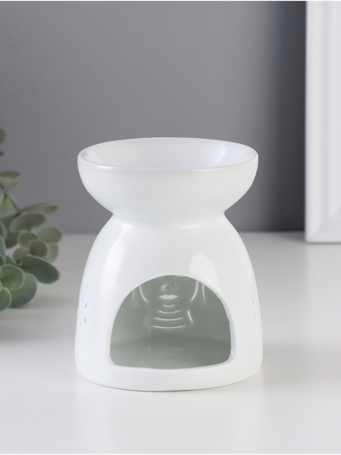 Аромалампа для эфирных масел «Голова Будды», керамика, белый, 8×8×9.3 см