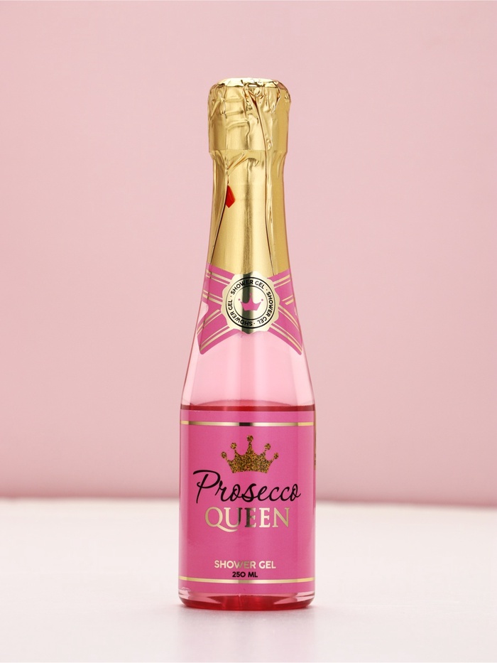 Подарочный набор Prosecco Queen, гель для душа и соль для ванны во флаконах шампанское, Чистое Счастье